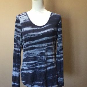 Cynthia Rowley Navy Tie Dye Sz M Fitted Tunic Top